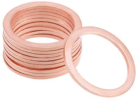 sourcing map 10pcs Joint Cuivre 24mm x 30mm x 1.5mm Rondelle plate pour boulon à vis