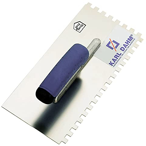 Karl Dahm Softgriff-Zahnkelle 15 mm I Rostfreie Fliesen-Kelle mit 15 mm Zahnung I Kelle mit ergonomischem Softgriff I Edelstahl I Modern I Silber