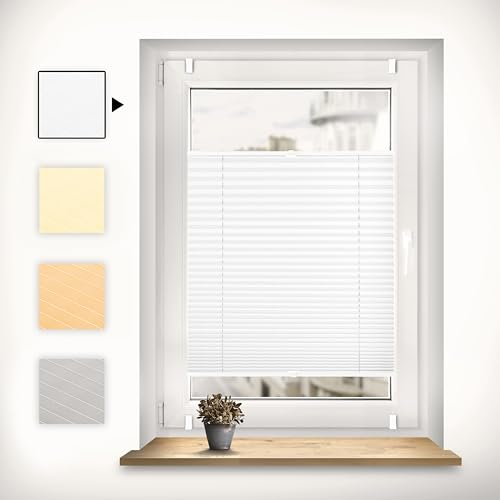Sonello Plissee Klemmfix ohne Bohren 105cm x 120cm Weiß Faltrollo Plisseerollo Jalousie für Tür & Fenster Blickdicht Sichtschutz Sonnenschutz Fertifplissee Rollo