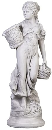 gartendekoparadies.de Frauen-Statue Sommer, Steinfigur, H. 69 cm, 20 kg, Grau, frostsicher aus Steinguss für Außenbereich