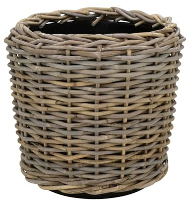 Klocke Dekorationsbedarf Rattan Pflanzkorb mit Einsatz - Handgeflochtener Pflanzkübel für Innen & Außen - Robuste Pflanzschale für Terrasse, Garten & Wohnbereich - Naturlook (⌀ 39 cm - H: 36 cm)