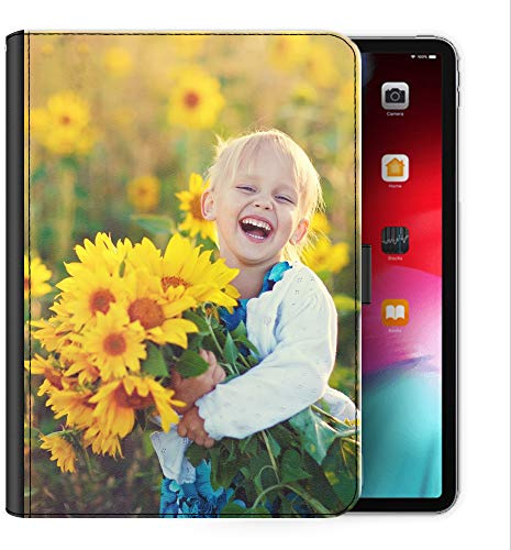 Schutzhülle für alle Apple iPad-Modelle 10, 9, 8, 7, 6, Air 11, Pro 12,9 / 13 cm (5,1 Zoll), 360° drehbar, PU-Leder, seitliches Klappetui, personalisierbar mit Bild, personalisierbar mit Bild
