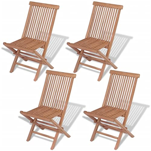 Makastle 4er Set Gartenstühle Ohne Armlehnen Klappstühle Gartenstühle Klappbar Bambus Gartenstuhl Campingstuhl Balkonstuhl Bistrostuhl für Party Balkon, Braun 47 x 60 x 89 cm