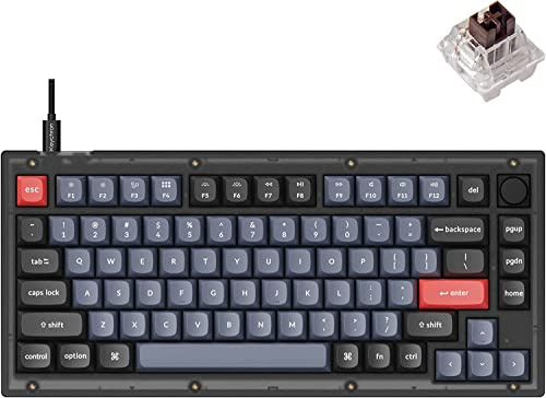 Keychron Key V1 75% Frosted Black RGB Key Brown H V1-C3-DE