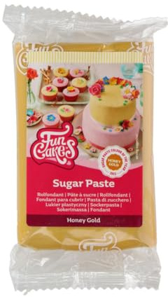 Funcakes Honey Gold Pasta Di Zucchero, Facile Da Usare, Liscia, Flessibile, Morbida E Flessibile, Ottimale Per La Decorazione Di Torte, Halal, Kosher E Senza Glutine, 250 G Confezione Da 1