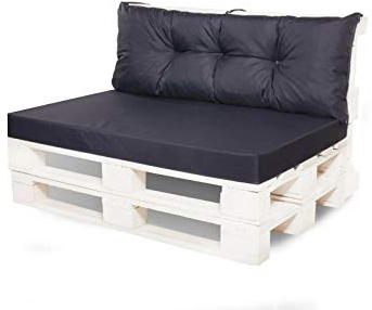Palettenkissen Outdoor - Palettenkissen wasserfest - Palettenkissen Set (Set sitzkissen 120x50 + rückenkissen 120x40, Anthrazit)