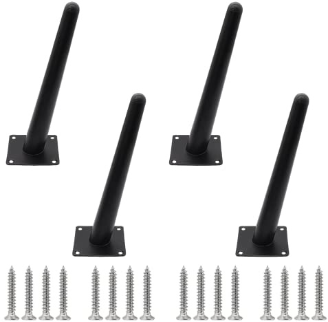Cjueiom 8 Inch Black Oblique Furniture Legs Set of 4 | Mid-Century Couch Legs, Heavy Duty Coffee Table Legs, Tapered Chair Feet Metal Cabinet Legs, Replacement for Cupboard Ottoman