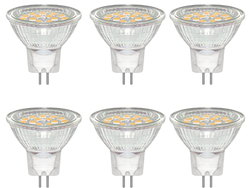 Caldarax 6 Stück GU4 MR11 3W LED Spot, Ersetzt 20W 30W Halogenlampen Reflektor, Warmweiß 3000K, 300LM, AC/DC 12V-24V, Nicht Dimmbar, 120° Abstrahlwinkel, mit Schutzglas, 35mm*35mm