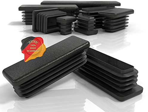PD® Lamellenstopfen 80x40 mm Rechteckrohr - Endkappen schwarz | 4 Stück | Endkappen Rechteckig aus PE Kunststoff | Rohrstopfen zur Rohrabdeckung von Metallrohr & Aluprofil | Rechteckstopfen schwarz