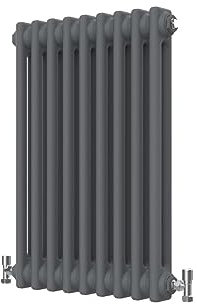 Radbliss Horizontal Traditional 2 Column Radiator 600x425mm Anthracite Matt Grey Cast Iron Style Design RAD Central Heating