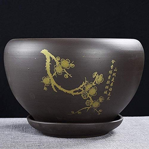 Blumentopf aus Keramik, besonders groß, lila, sandfarben, extra groß, mit Tablett, grün, Bonsai, Zuhause, Orchideenfleisch, kleiner Übertopf, Indoor-Schreibtisch, dekorativer Blumentopf (Color : St