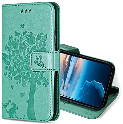 KANVOOS Handyhülle für Honor Magic 5 Pro 5G Hülle, PU Leder Schutzhülle mit Kartenfach, Flip Case Klappbar Stoßfeste Hülle für Honor Magic 5 Pro 5G (Minzgrün)