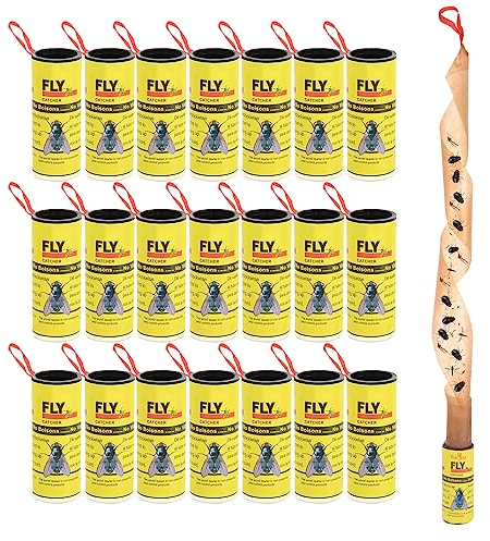 WD&CD Rotolini Acchiappamosche 22 Pezzi, Trappole Mosche, Strisce Cattura Mosche, Trappola Mosche per Frutta Appiccicosa per Interni Esterni Uso di Mosche, Zanzare e Altri Insetti Volanti