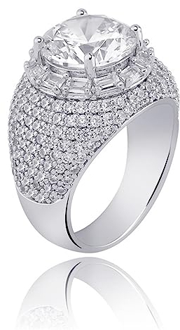 Männer Ring Iced Out Zirkonia Luxus Hip Hop Schmuck Bräutigam Hochzeit Trendy Schmuck Engagement Party Geschenk,Silber,9