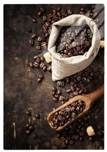 TMK ArtDeko Herdabdeckplatte 35x52 Einteilig Glas Induktion Herdschutz Spritzschutz Glasplatte Deko Schneidebrett, Kaffee