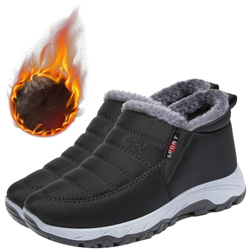 Aocase Zapatillas Cómodas Ancho Especial Botas Mujer Invierno Forradas con Pelo Casual Calzado Corto Botas Caliente Comodo Moda Zapatillas de Senderismo Zapatos Trekking,Women's Black,40/250mm
