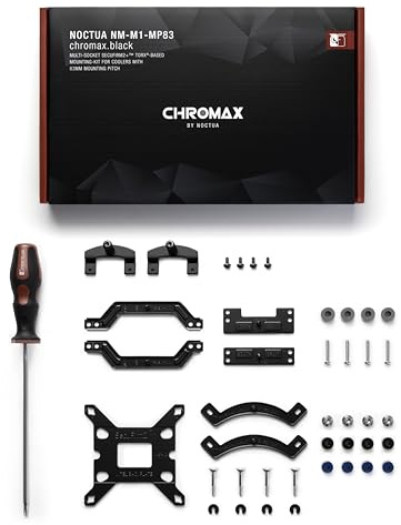 Noctua NM-M1-MP83 chromax.black, Fixation Multi-Socket SecuFirm2+ | Compatible AM5/AM4 et LGA1851/LGA1700/LGA1200, pour Ventirads Noctua avec Pas de Montage 83mm, Tournevis Torx T20 Fourni