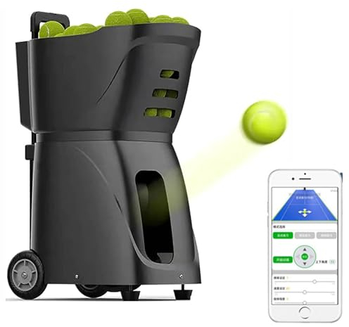 XDLYWUZIQ Tragbarer Tennisballwerfer, 60-W-Tennisballwerfer, Tennisballmaschine, Tragbarer Tennisballwerfer, Tennis-Serviermaschine, Präzise, Effiziente Zuführmaschine, Fasst Bis Zu 100 Bälle