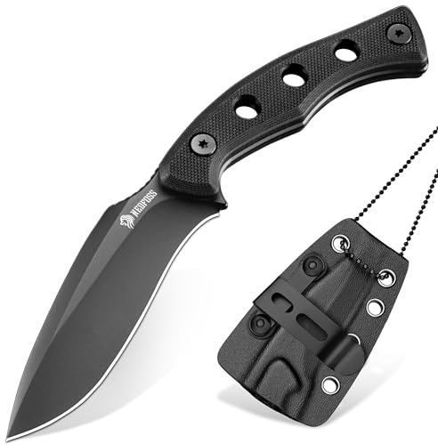 NedFoss Squirrel Small EDC Fixed Blade Knife, 2.97 Neck Knife with Sheath, Full Tang Vertical Horizontal Carry Knife with G10 Handle, Belt Clip, Outdoor Tactical Mini Kukri Knives, Father Day Gifts for Men Women