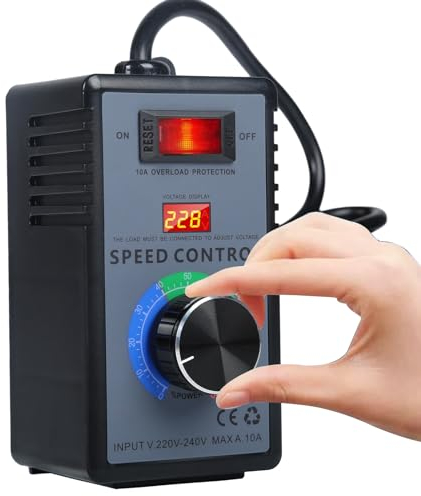 Jadeshay Contrôleur de Vitesse du Ventilateur, régulateur de Vitesse du Moteur de commutateur de régulateur AC 220 V 10 A 4000 W régulateur de Tension variateur de Moteur de température