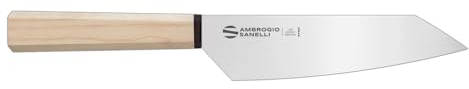 Ambrogio Sanelli, Coltello da Cucina Professionale Hexagon, Coltello Santoku con Lama 18 cm in Acciaio Inox all'Azoto e Manico Esagonale, Coltelli Professionali in Stile Giapponese, Made in Italy