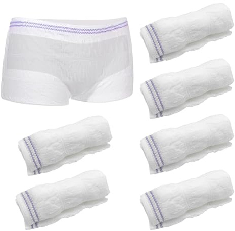 UILYNIU 6 Pezzi Culotte Post Parto in Tessuto Elastico Donna Biancheria Intima Monouso, Mutande USA e Getta, Mutande Post Parto USA e Getta per Vacanze, maternità, Viaggi, Ospedale (Bianco)