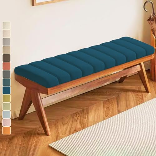 Lsjoaw Bankauflage 110 X 50 X 6CM Sitzkissen Bankpolster Wasserdicht Schmutzabweisend und Kratzfest Sitzkissen für Fensterbank Esstisch Gartenbank Schaukel Terrasse Bank Drinnen Sitz KöNigsblau