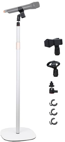 Hocoder Mic Stand Floor Microphone Stand with Heavy Weighted Base, Adjustable Height from 18 to 63, Singing Stand with Mic Holder, Cable Clips
