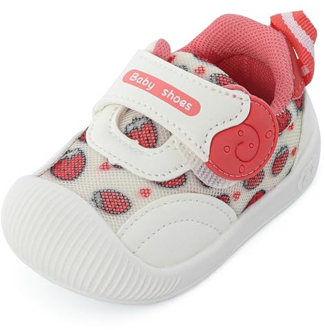 MK MATT KEELY Baby Boys Girls First Walking Shoes Toddlers Breathable Anti-Slip Trainer Sneakers for Infant,Size 4 UK Child,Red Strawberry