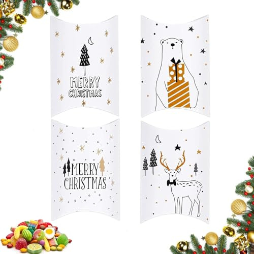 24 Stück Weihnachten Geschenkbox, Weihnachten Geschenkverpackung Schachtel, Weihnachten Pralinenschachtel, für Weihnachtsdekoration und Süßigkeiten (C)