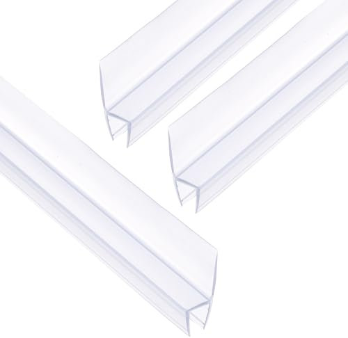 Sourcing Map Shower Door Side Seal, H-Type Sweep for 1/4 Glass, 78.5 Long (15.7 x 5 Pcs), Clear PVC, 3 Section Segmented, Frameless Glass Door Seal Strip, Stop Shower Leaks