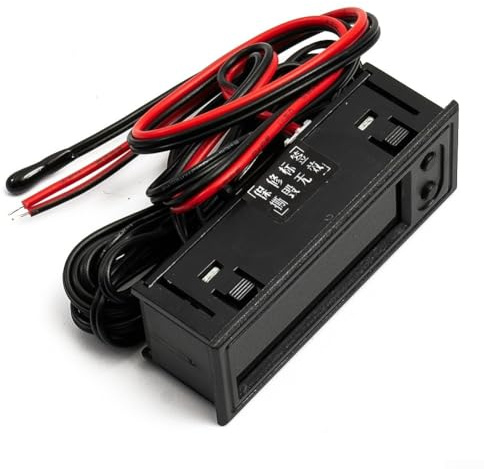 Lecreatekit Horloge de voiture 3 en 1 12 V 3 en 1 avec thermomètre, voltmètre, horloge multifonction à affichage numérique LED, assure une visibilité claire même pendant la journée (rouge)