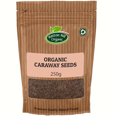 Organic Caraway Seeds 250g by Hatton Hill Organic | Whole, Aromatic, Perfect for Baking, Cooking, and Seasoning