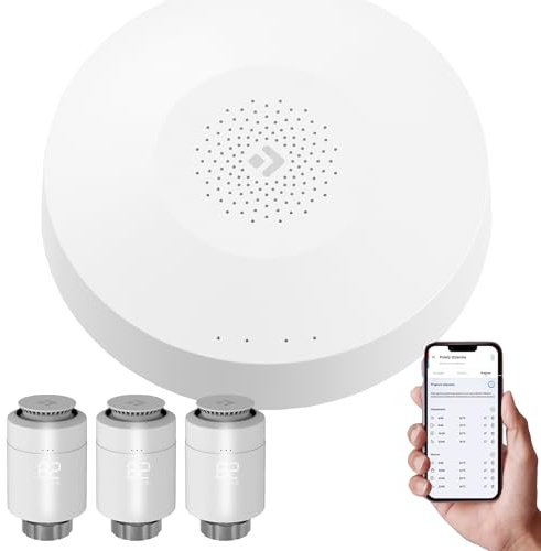 Ferguson 3X Smart Thermostatkopf ZigBee + Smart Hub FS2SH – Heizkörperthermostat programmierbar mit App Steuerung & intelligenter Zentrale für Smart Home, kompatibel mit Home Connect System