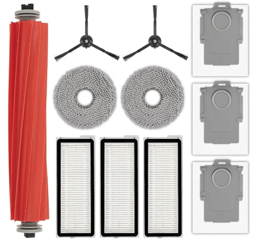 (11 Piezas) QRevo S Repuestos Compatibles con Aspiradoras Robot Roborock Qrevo Pro, Qrevo MaxV, QRevo Plus, 1 Cepillo Giratorio, 2 Cepillos Laterales Negros, 3 Bolsas para el Polvo, 3 Filtros, 2 Mopas