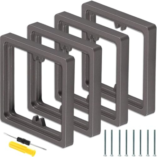 Acmerota Interruptor de Luz 0.39IN/10MM Profundidad Enchufe Individual Espaciador Cuadrado Marco Espaciador Caja Gris Placa Enchufe Individual Enchufe Interruptor de Luz Alrededor, Paquete de 4