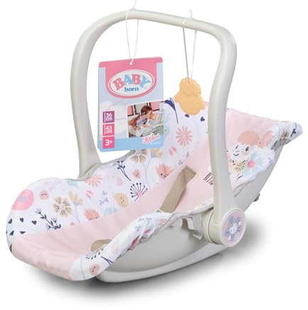 BABY born babyskål för dockor med blommotiv och svängbart bärhandtag och 3-punktsbälte, för 36 cm och 43 cm stora dockor, 838518 tapp skapelse