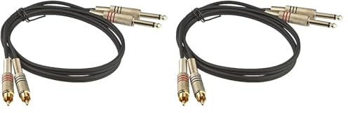 Adam Hall cables 3 STAR TPC 0100 - Câble Audio 2 x RCA mâle vers 2 x Jack 6,35 mm mono 1 m (Lot de 2)
