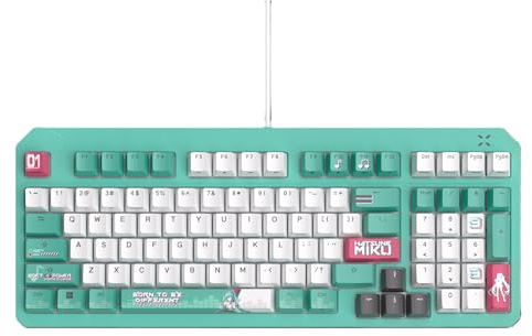 ASUS TUF Gaming x Hatsune Miku Edition Clavier pour Jeux vidéo/TUF Gaming K3 Gen II Hatsune Miku Edition/Conception à 97 Touches, Interrupteur RVB Optique, Montage sur Joint en Silicone, Mousse