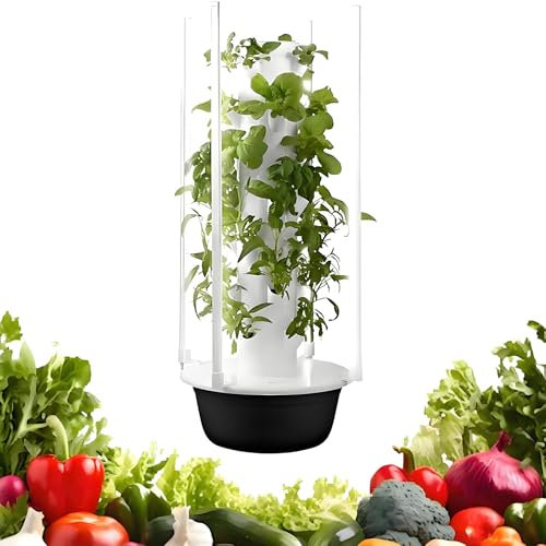 Torre Hidropónica,Sistemas de Cultivo Hidropónico Para Hierbas,Frutas y Verduras,Kit de Cultivo Aeropónico con Bomba de Hidratación,Bandeja Para Plántulas,Esponja Para Plantar y Luces LED,7 layer