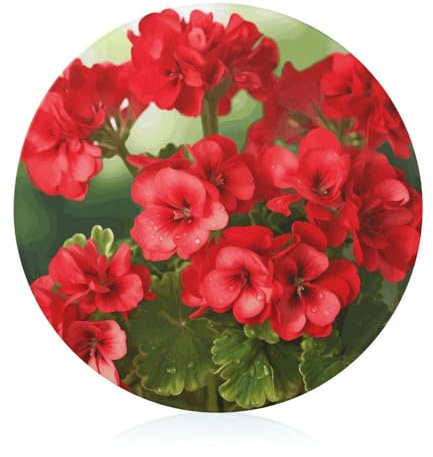 Tempered Glass Cutting Board Red Geraniums Printed Long Lasting Clear Glass Scratch, Heat, Shatter Resistant Easy to Clean, Kitchen Decoration