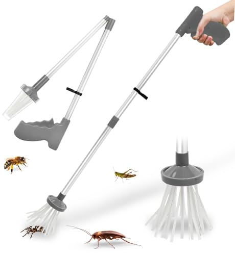 Spinnenfänger, Insektenfänger, Handgehaltener Spinnenfänger mit Langem Griff, Spider Catcher, Spinnengreifer Extra Lang mit Klappgriff zum lebenden Fangen von Spinnen und Insekten