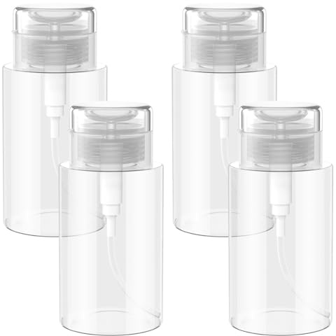 Brysalis 4 Pièces Flacon Pompe Vide en Plastique, Recipient Pompe Vide, Flacons à Pompe de Voyage Rechargeables pour Démaquillant Vernis à Ongles, Liquides(Transparent, 200ml)