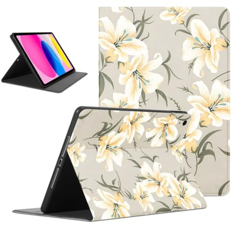 Funda Tablet para Xiaomi Pad 5/Mi Pad 5 Pro 2021 11‘’, Protectora Carcasa Cover Lirios Aesthetic Dibujos Diseño Motifs de Cubierta Plegable Cuero de PU Función de Soporte Protectora Case