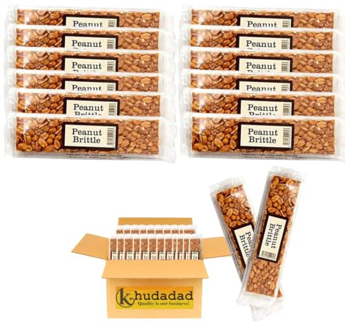 Peanut Brittle Bars 100g by The Real Candy Co | Crunchy Roasted Peanuts in Caramelised Sugar | Classic Handmade Brittle Treat | Traditional Hard Candy Snack (12x)