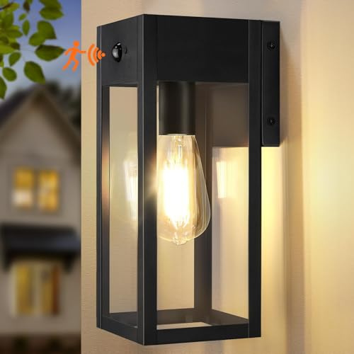 OYKYOHEI Motion Sensor Outdoor Wall Lights, Dusk Till Dawn Outside Lights | 3 Lighting Modes, Waterproof, Modern Anti-Rust PIR Security Lights Outdoor Mains Powered for Porch Front Door, E27 Socket
