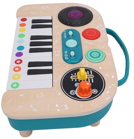 Yunseity Färgglad Baby DJ Mixer Piano Toy, Kombination Av DJ Bord och Piano, Party Mixer Turntable Toy med Takter och Rytmer, Lämplig för Barn 3 år och Uppåt