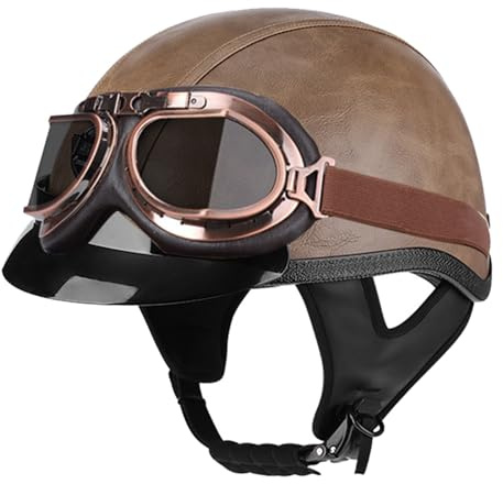 Caschi Jet Caschi Cromwell Casco Mezzo Retrò Moto Aperto Casco Vintage Cascos Demi-Jet Avce Occhiali Classico Elmetto Scodella DOTECE Omologato Per Adulti Uomini Donne F,L:59-60CM