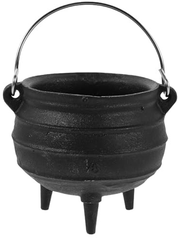 DECHOUS Cauldron Rustic with Handle for Aromatherapy Cast Iron Tripod Three-legged and Wax Melting Smudge Pot Bowl for Prayers and Incense Burning Rituals