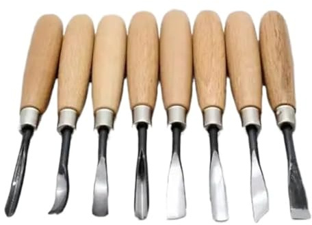 Herramientas De Tallado Madera Pájaro Carpintero, Juego Cinceles Con Detalle Viruta, Cuchillo, 8 Uds